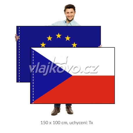 Sada ČR+EU vlajka 150x100 cm