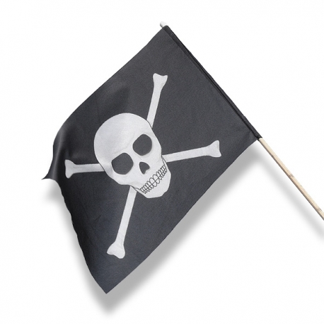 Pirátská vlajka 30 × 20 cm, mávátko na paličce