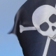 Pirátská vlajka 30 × 20 cm, mávátko na paličce